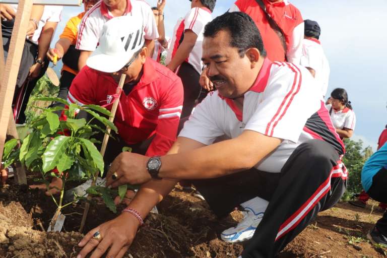 Wabup Suiasa Tanam Bibit Kopi Arabika di Kawasan Agro Techno Park,   Jadikan ATP Badung Sebagai Kawasan Terpadu  Pertanian dan Pariwisata