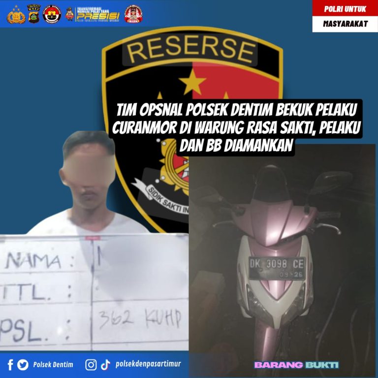 Ngutil Uang dari Laci Kasir lalu Gondol Motor, Pria 27 Tahun Ditangkap