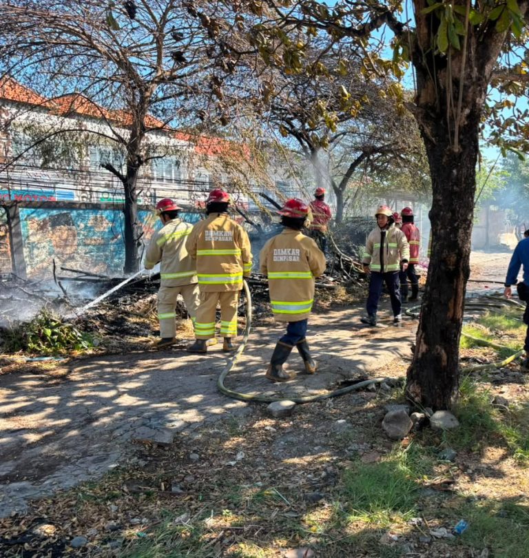 Lahan Kosong Belakang SMPN 2 Denpasar Terbakar Akibat Bakar Sampah