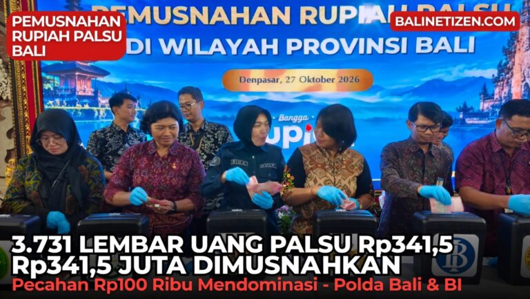 Uang Palsu Rp341,5 Juta Dimusnahkan di Bali, Pecahan Rp100 Ribu Mendominasi