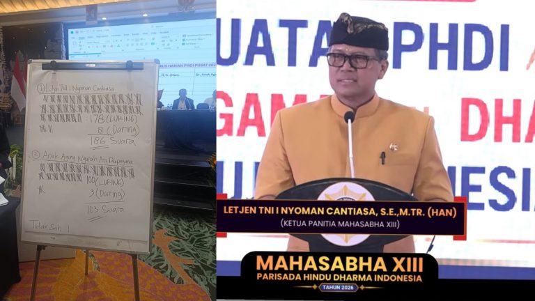 Raih 186 Suara, Letjen I Nyoman Cantiasa Ungguli Ari Dwipayana dalam Pemilihan Ketua Umum PHDI Pusat